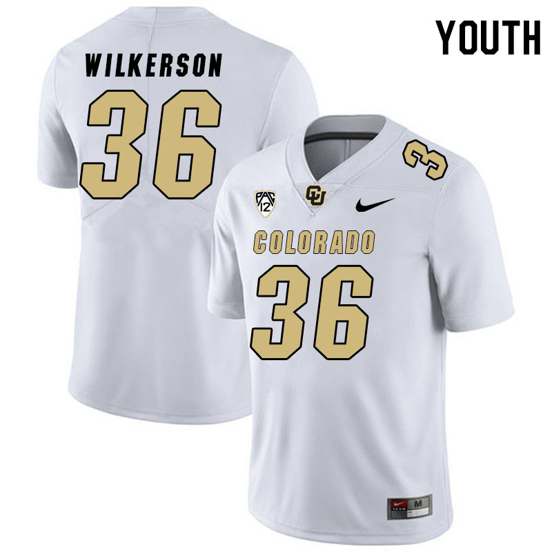 Youth #36 Sy'veon Wilkerson Colorado Buffaloes College Football Jerseys Stitched Sale-White